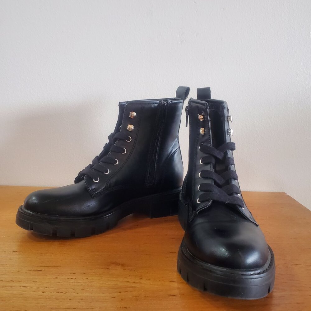Vegan Madden Girl Black Gwinn Combat Moto Side Zip Ankle  Boot 7.5M A205